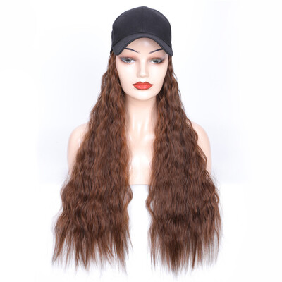 

Gobestart Baseball Cap Hat Wig Wavy Curly Long Synthetic Hair Hat Hairpiece Wigs For Women