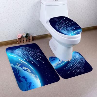 

〖Follure〗3PCS Christmas Bathroom Non-Slip Pedestal Rug Lid Toilet Cover Bath Mat Set