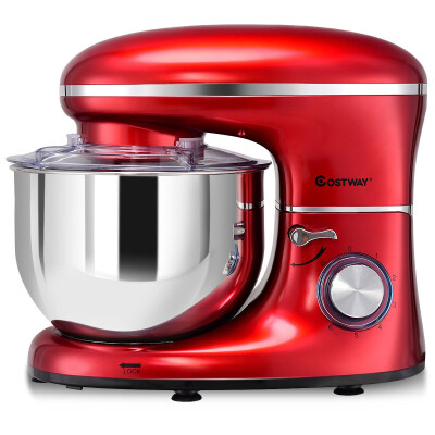 

6 Speed 63 Qt Tilt-Head Stainless Steel Electric Food Stand Mixer-Red