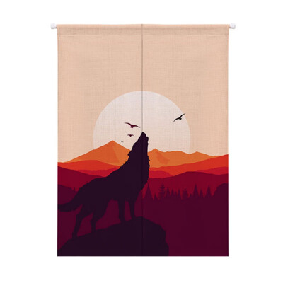 

Japanese Style Doorway Curtain Cotton And Linen Printed Hanging Tapestry For Home Decoration