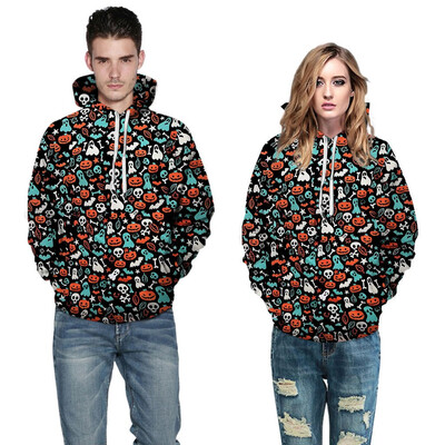 

Toponeto Men Women Mode 3D Print Long Sleeve Couples Hoodies Top Blouse Shirts