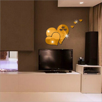 

Toponeto 3D Mirror Wall Sticker Heart Shaped Art Decal Removable Living Room Home Decor