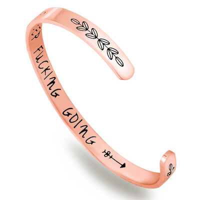 

Keep Going Cuff Bracelet Inspirational Jewelry Stainless Steel Engraved Motivational Friend Encouragement Jewelry Gift