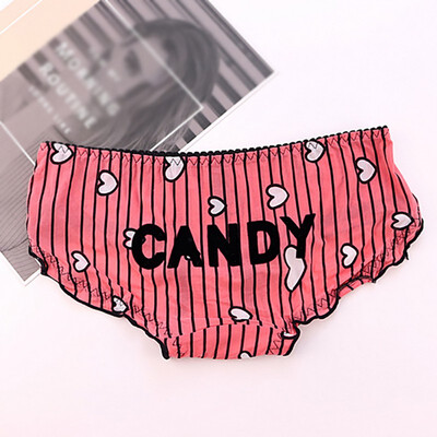 

Fashion Sexy Milk Silk Lady Low Waist Briefs Women Panties Print Breathable Underpants