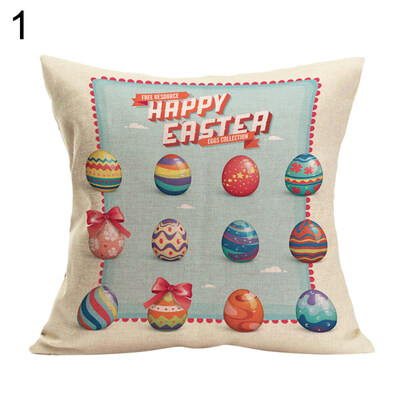 

Easter Rabbit Egg Pillow Case Linen Sofa Waist Throw Cushion Cover Decoration