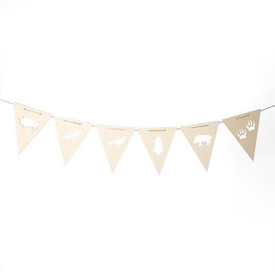 

6pcs Wooden Banners Flag Cartoon Ornaments Craft Party Hanging Decoration