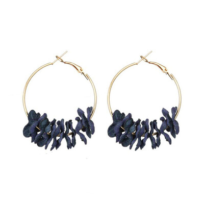 

Fashion Fabric Flower Large Circle Statement Women Hoop Earrings Jewelry Gift