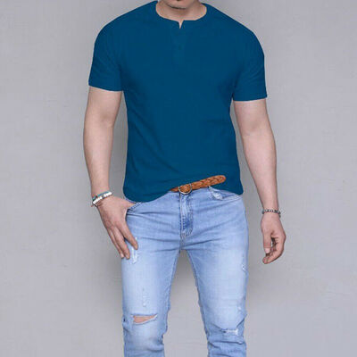 

New Mens Slim Fit T Shirt Short Sleeve Muscle Gym Crew Neck Plain Cotton Top Lot