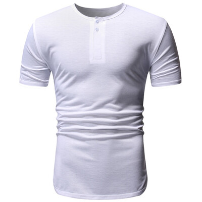 

Toponeto Mens Short Sleeve Solid Comfortable Buttons Casual Slim T-Shirt Sport Tops