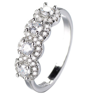 

Elegant Zircon Crystal Rings for Women Silver color Wedding Rings Fashion Jewelry