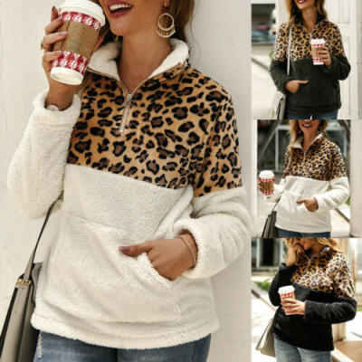 

Women Sweatshirt Coat Long Sleeve Winter Warm Zipper Loose Ladies Jumper Tops