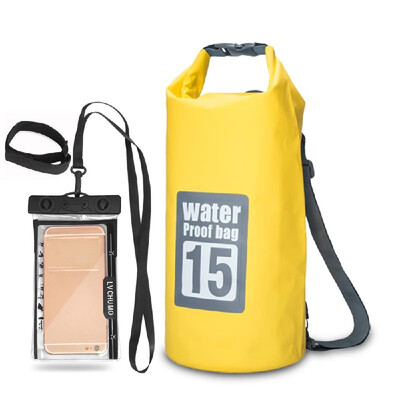 

5L 10L 15L 20L Outdoor Waterproof Dry Backpack Roll-top Floating Bag with 63 Waterproof Phone Case for Kayaking Rafting B