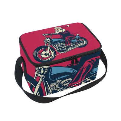 

ALAZA Lunch Box Insulated Lunch Bag Large Cooler Santa Claus Riding Motorcycle Tote Bag