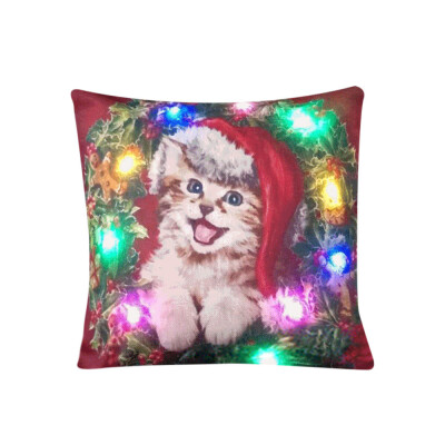 

Siaonvr Christmas Lighting LED Cushion Cover Home Decor Throw Pillowcase Sofa Flashing