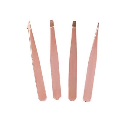 

4pcs Eyebrow Tweezers Stainless Steel Hair Removal Makeup Tool Kit Point TipSlant TipFlat Tip