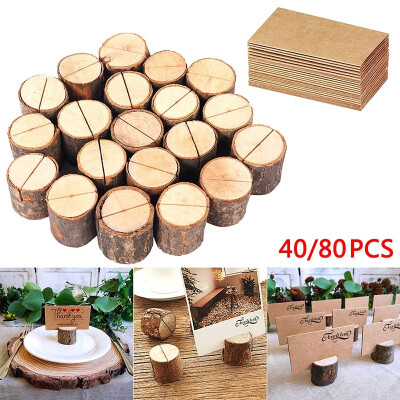 

4080pcs Wood Pile Name Place Card Photo Holders Wooden Bark Memo Holder