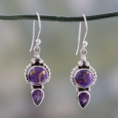 

Fashion Faux Amethyst Gemstone Water Drop Dangle Hook Earrings Women Jewelry