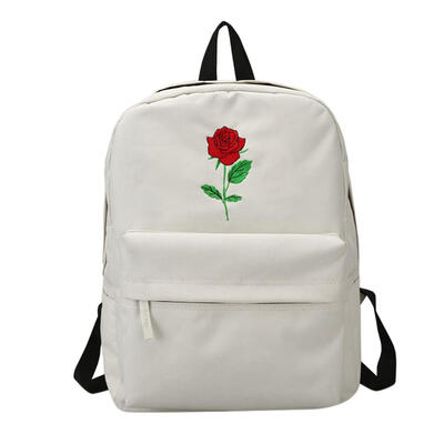 

Unisex Students Embroidered Roses Loves Canvas Backpack Casual School Bag
