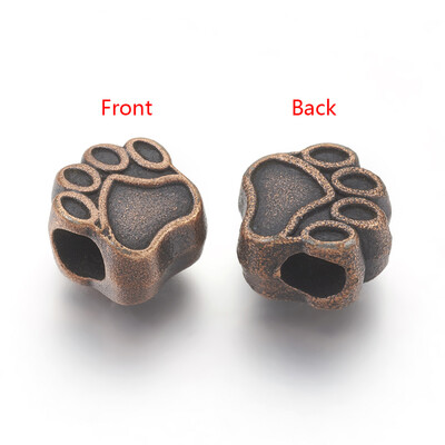 

Tibetan Style Alloy European Beads Cadmium Free & Lead Free Paw Print Red Copper 11x11x8mm Hole 5mm