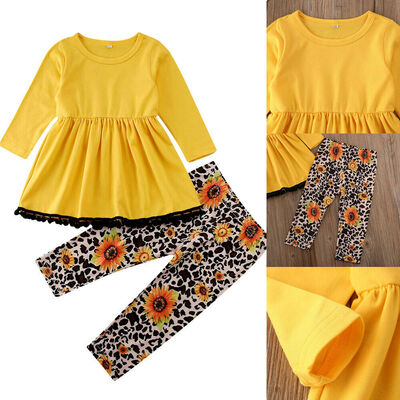 

2PCS Toddler Kids Baby Girls Outfits Clothes Long Sleeve Shirt Tops Long Pants