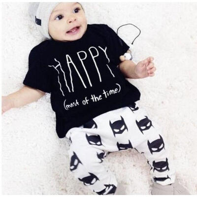 

Toddler Baby Boy Clothing set Happy T-shirt Batman Pants Casual Outfits 024Months