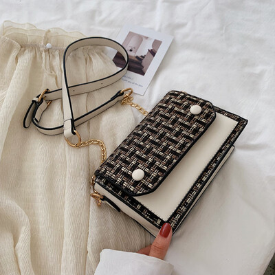 

Summer chic simple small bag fashion braided small square bag new 2019 leisure one shoulder slanted womens bag