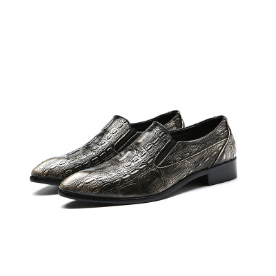 

British style crocodile pattern mens pointed casual shoes men