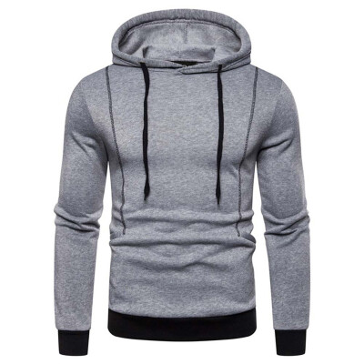 

New Arrival Men Long Sleeve Hooded Sweatshirt Casual Solid Color Slim Hoodie Sports Pullover Sweatshirt Top