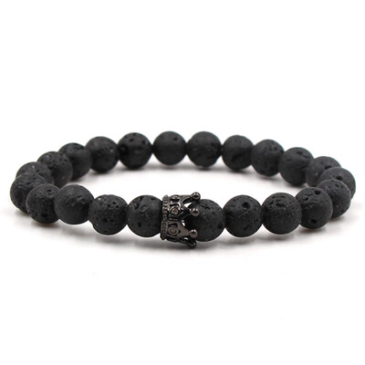 

Micro Inlay Zircon Crown Natural Stone Bracelet Hand Circle Agate Beads Elastic Bracelet Unisex Pair Bracelet Jewellery Hot Gift