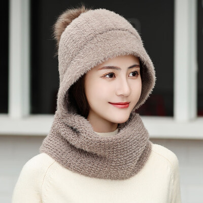 

The new winter Korean version of knitted wool cap hat scarf one hat winter cycling cold ear protection wool cap
