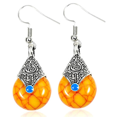 

Fashion Ethnic Resin Stone Style Alloy Drop Hook Earrings Women Jewelry Gift