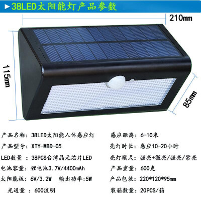 

Cross-border dedicated solar lights outdoor super bright garden lights 38LED human body induction household wall lamp factory dire