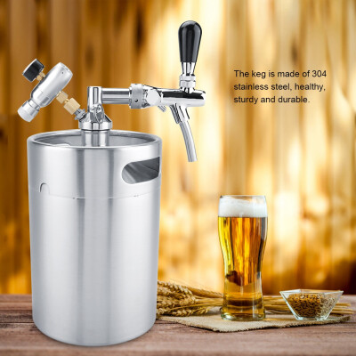 

Greensen 5L Mini Stainless Steel Keg with Faucet Pressurized Home Brewing Craft Beer Dispenser Set