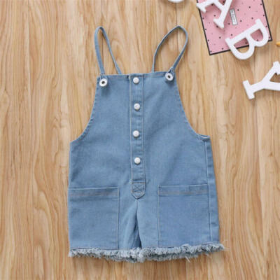 

Newborn Baby Girls Denim Sleeveless Top Romper Short Dress Outfits Clothes 0-24M