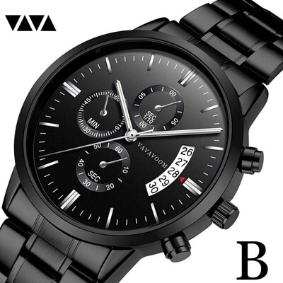 

Gobestart Men Luxury Casual Watch Quartz Stainless Steel Waterproof Calendar Watch