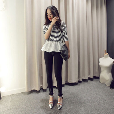 

office ladies long Sleeve Plaid Blouse Ruffles Hem Shirts Casual Loose Tunic Tops Vintage Check Blusas Femininas