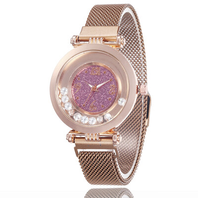 

Iron magnet watch strap creative heart-shaped digital watch simple diamond star lady watch