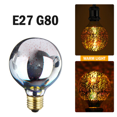 

G80 LEDs Retro Edison Bulb E27 Base 3D Fireworks Decorative Light Lamp Bulbs AC 85-265V