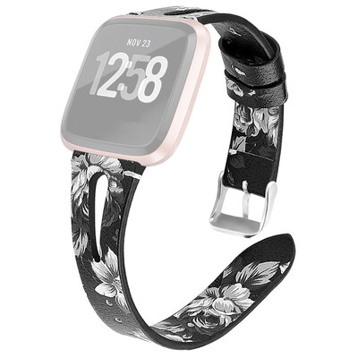 

〖Follure〗Floral Print Leather Wrist Watch Strap Band Watch Film For Fitbit versa Lite