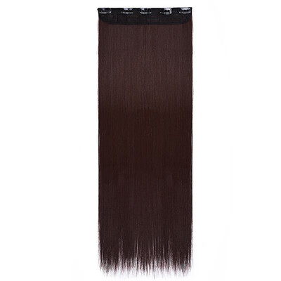 

Synthetic Fiber Clips in on Hair Extension 34 Full Head One Piece 5 Clips Long Silky Straight Curly Wavy