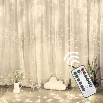 

Siaonvr Curtain Stripe Lights 300LED 8 Modes Remote Control Fairy String Lights Decora
