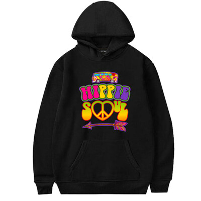 

Queenromen Womens Hippie Soul Bus Peace Hoodie Hippy Long Sleeve Pullovers Sweatshirt