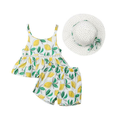 

Toddler Baby Girls Dress Ruffle TopPantsHat Set Kids Summer Clothes Outfits