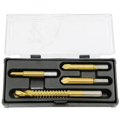 

〖Follure〗4PCS Screw Extractor Broken Stud Bolt Easy Out Drill Bit Remover Tools Set