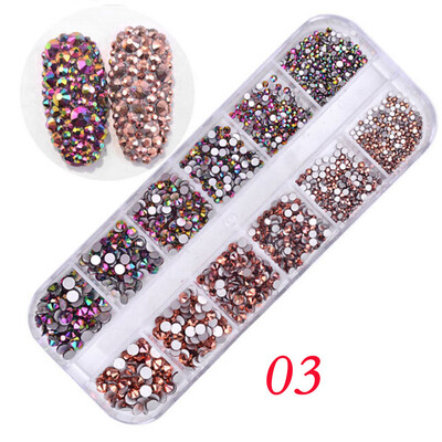 

Gobestart 12 Lattices Nail Decorate Glittering Drill Long Box Packing Nail Art Make-up