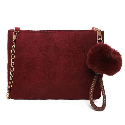 

Tailored Women Hairball Solid Color Suede Crossbody Bag Clutch Bag Shoulder Bag Phone Bag