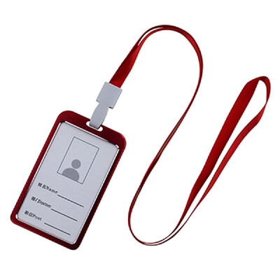 

Vertical Style Aluminum Alloy ID Name Card Case Business Work Card Badge Holder with Lanyard