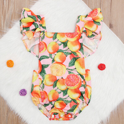 

Toddler Kids Baby Girl Ruffled Fruit Print Romper Bodysuit Playsuit Summer