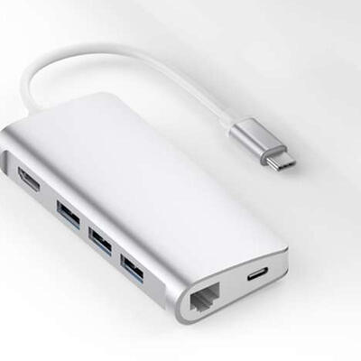 

T7 Multifunctional 8-in-1 USB-C Hub Type-C To USB30 Type-C SD Converter Adapter