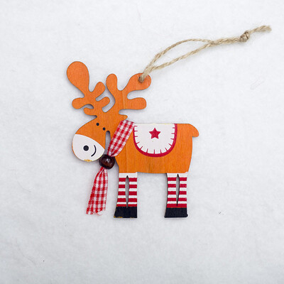 

Gobestart Painted Wood Elk Pendant Christmas Tree Decoration Xmas Decor Deer Ornaments